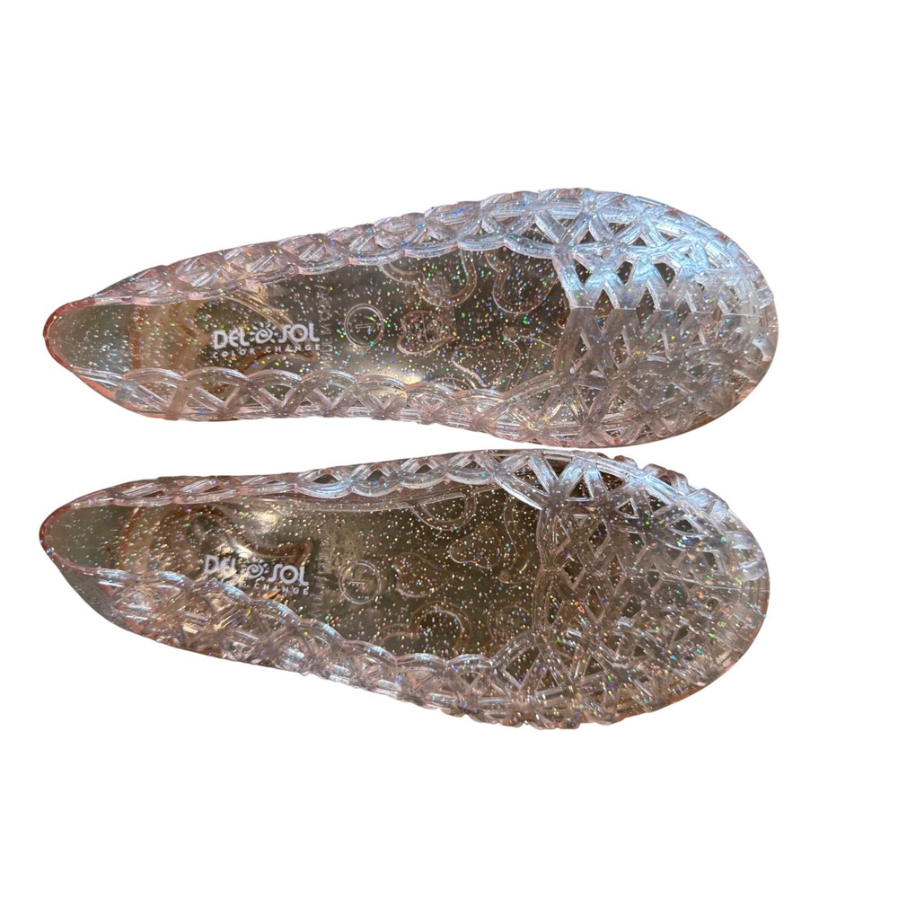 Del‎ Sol Color Change Glitter Jelly Flats Kids Shoes Sandals